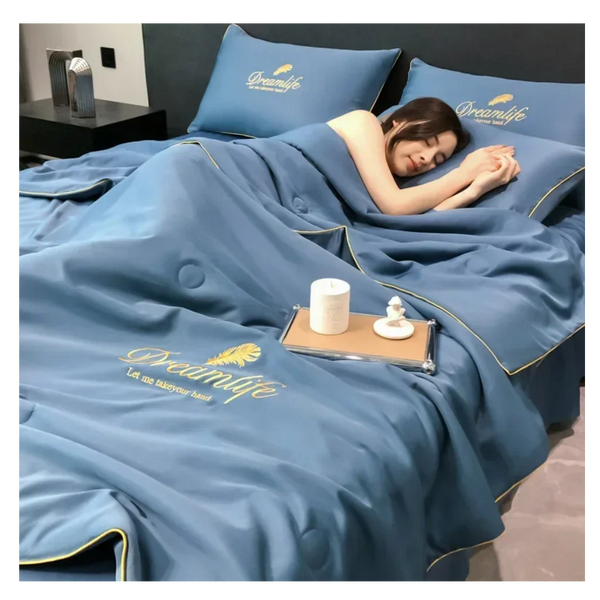 Premium Icy Silk Linen Duvet Cover for Cool Night Comfort