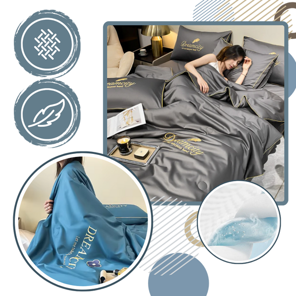 Premium Icy Silk Linen Duvet Cover for Cool Night Comfort