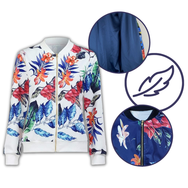 Floral Bomber Jacket With Lightweight Comfort And Zip Closure