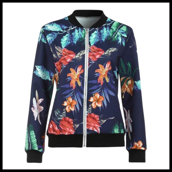 Floral Bomber Jacket With Lightweight Comfort And Zip Closure
