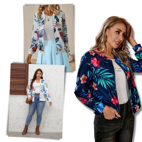 Floral Bomber Jacket With Lightweight Comfort And Zip Closure