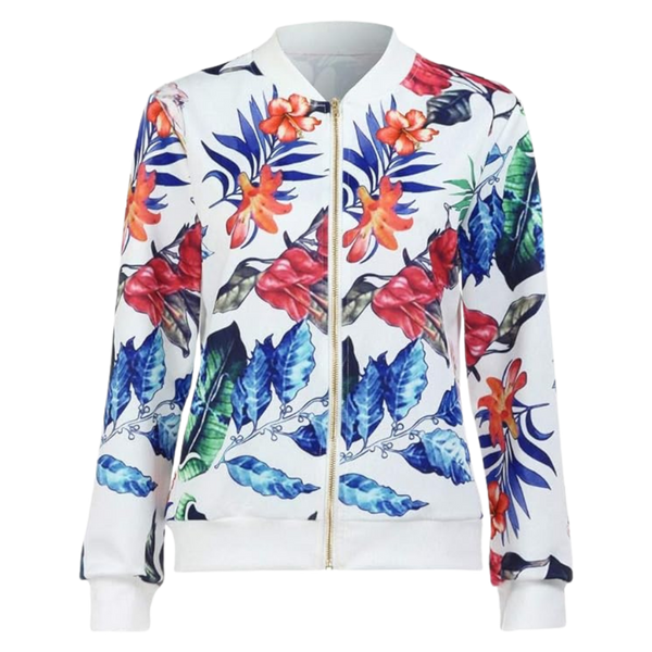 Floral Bomber Jacket With Lightweight Comfort And Zip Closure