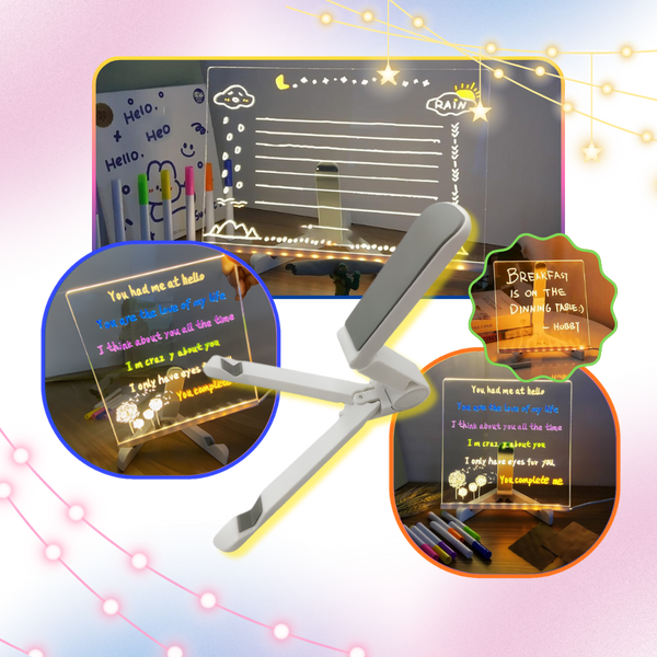 RGB LED Note Board With Reusable Dry Erase Surface And Stand
