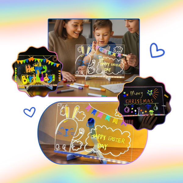 RGB LED Note Board With Reusable Dry Erase Surface And Stand