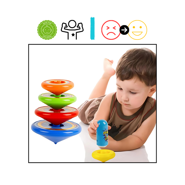 Educational Layered Spin Gyro Toy With One Push Launcher