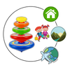 Educational Layered Spin Gyro Toy With One Push Launcher