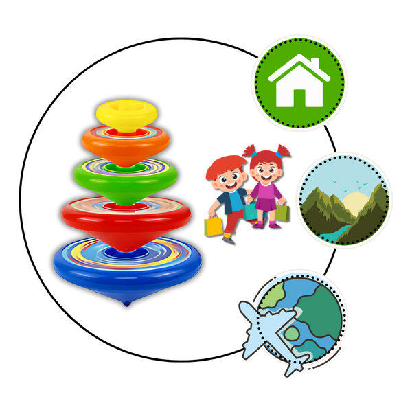 Educational Layered Spin Gyro Toy With One Push Launcher