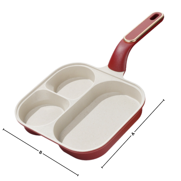 Three Section Pan With Even Heat Distribution And Nonstick Coating