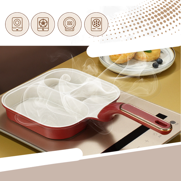 Three Section Pan With Even Heat Distribution And Nonstick Coating