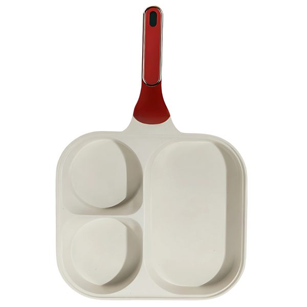 Three Section Pan With Even Heat Distribution And Nonstick Coating