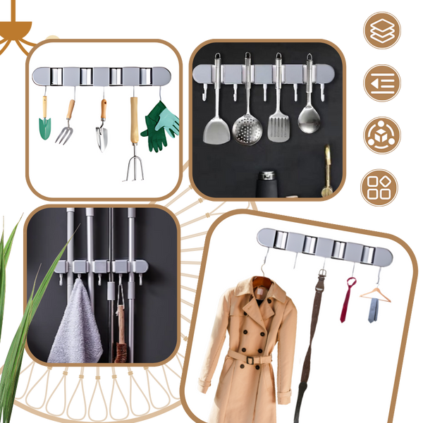 All Purpose Broom Holder With Secure Moisture Resistant Mount