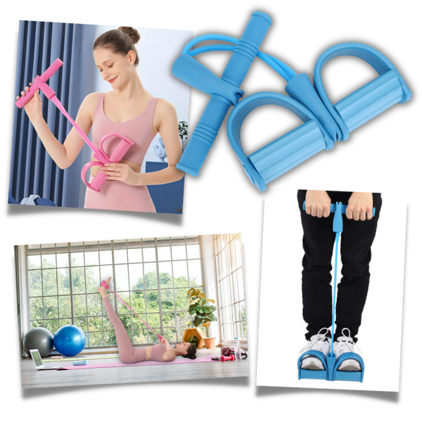 Four-Tube Pedal Resistance Band For Leg And Full-Body Workouts