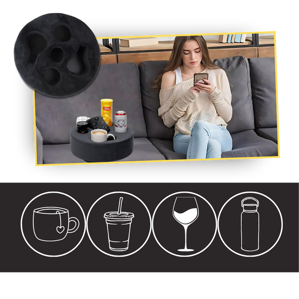 Sofa Cup Holder Organizer With Removable Velvet Cover And Compartments