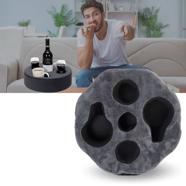 Sofa Cup Holder Organizer With Removable Velvet Cover And Compartments