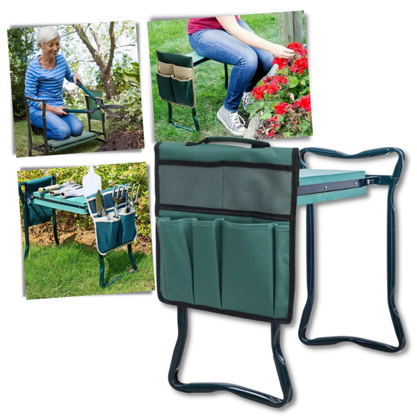 Ergonomic Garden Kneeler With Comfortable Support And Portable Tool Bag
