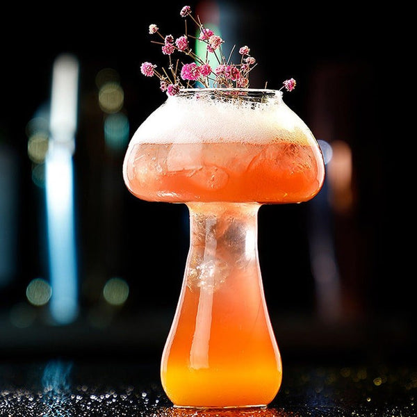 Whimsical Mushroom Shaped Cocktail Glass With Sturdy Stem for Unique Bar