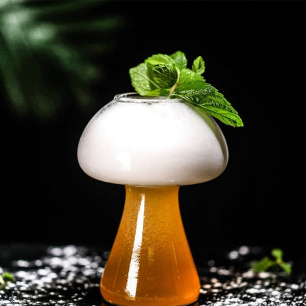 Whimsical Mushroom Shaped Cocktail Glass With Sturdy Stem for Unique Bar