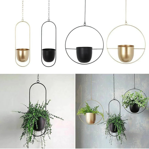 Modern Minimalist Iron Hanging Plant Pot Metal Indoor Outdoor Decor