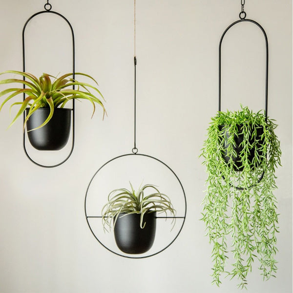 Modern Minimalist Iron Hanging Plant Pot Metal Indoor Outdoor Decor