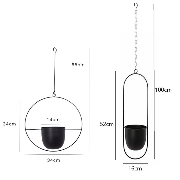 Modern Minimalist Iron Hanging Plant Pot Metal Indoor Outdoor Decor