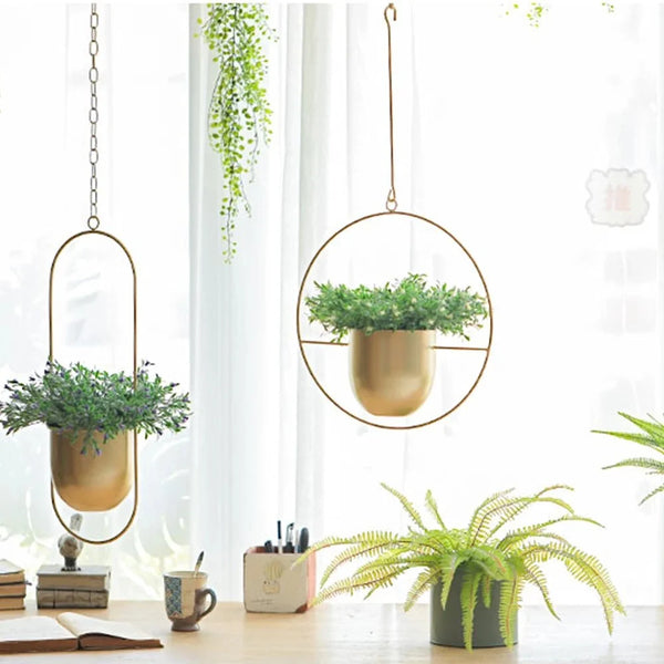 Modern Minimalist Iron Hanging Plant Pot Metal Indoor Outdoor Decor