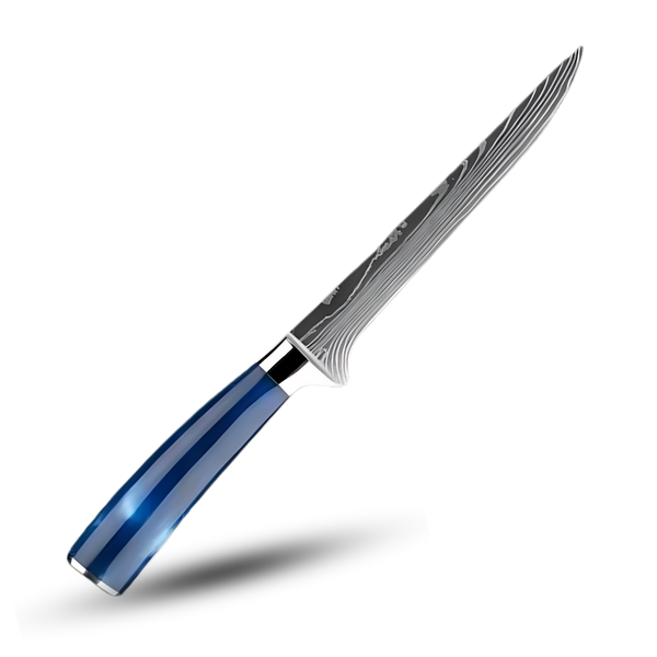 Atlantic Blue Japanese Knife Set With Damascus Design And Razor Sharpness