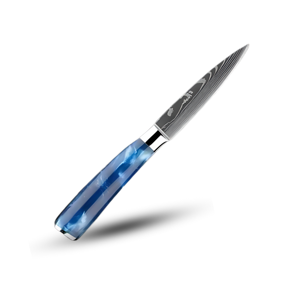Atlantic Blue Japanese Knife Set With Damascus Design And Razor Sharpness