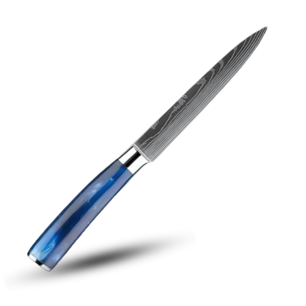 Atlantic Blue Japanese Knife Set With Damascus Design And Razor Sharpness