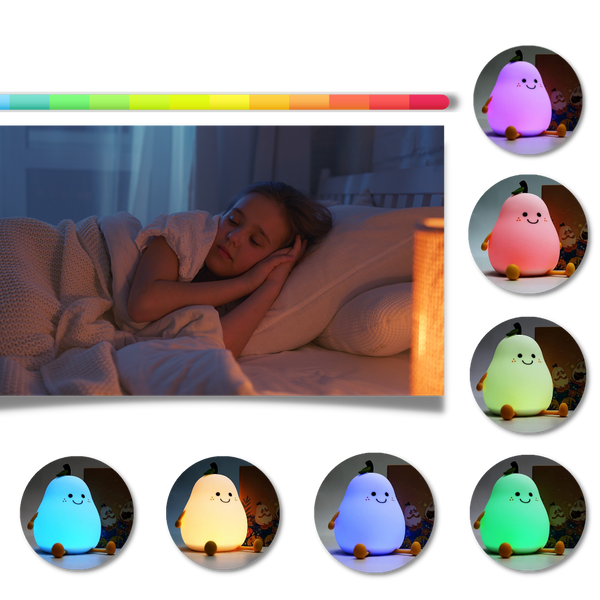 Pear Shaped USB LED Night Light With Touch Activation And 7 Color Gradient