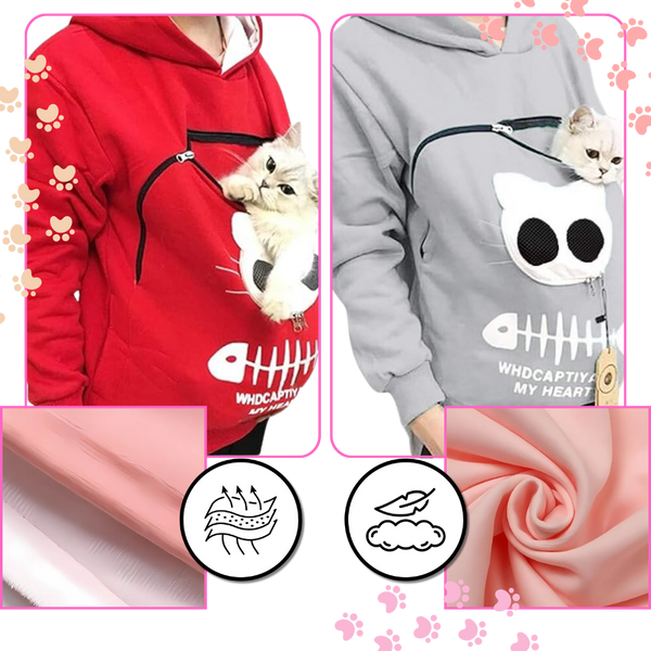 Pet Interaction Hoodie With Fur Lined Pouch For Cozy Snuggles