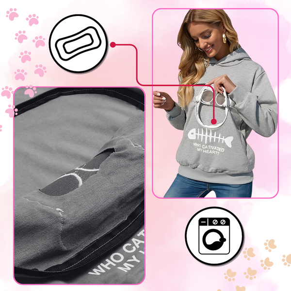 Pet Interaction Hoodie With Fur Lined Pouch For Cozy Snuggles