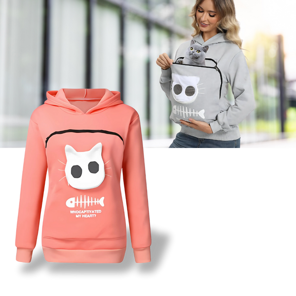 Pet Interaction Hoodie With Fur Lined Pouch For Cozy Snuggles