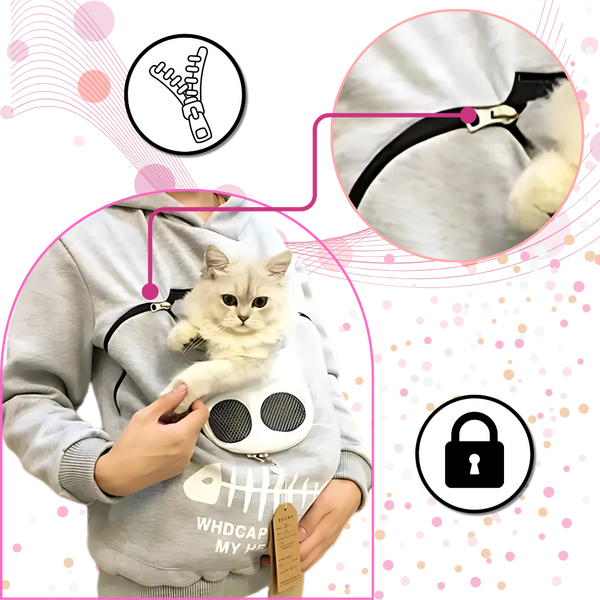 Pet Interaction Hoodie With Fur Lined Pouch For Cozy Snuggles