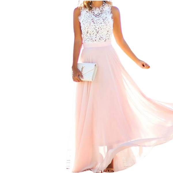 Graceful Lace Chiffon Dress With Empire Waist For Timeless Style
