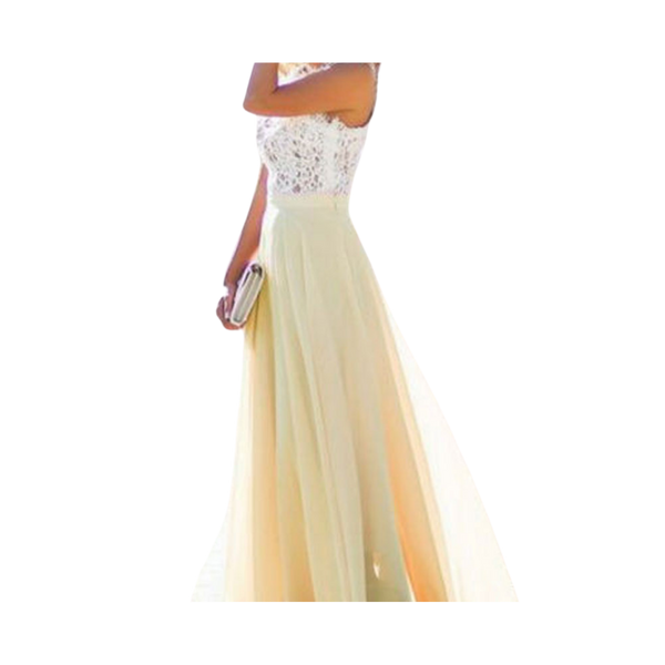 Graceful Lace Chiffon Dress With Empire Waist For Timeless Style