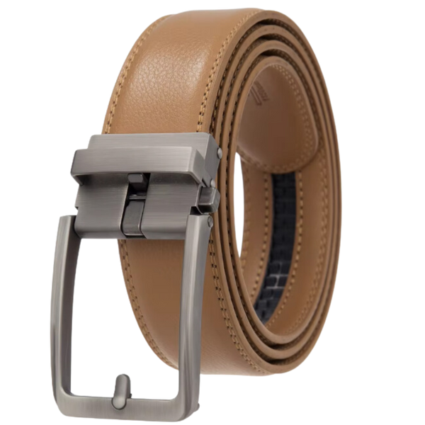 Hole-Free Cowhide Belt With Auto Buckle And Adjustable Fit