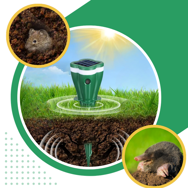 Solar Seismic Pest Repellent for Moles and Voles, Weatherproof and Safe