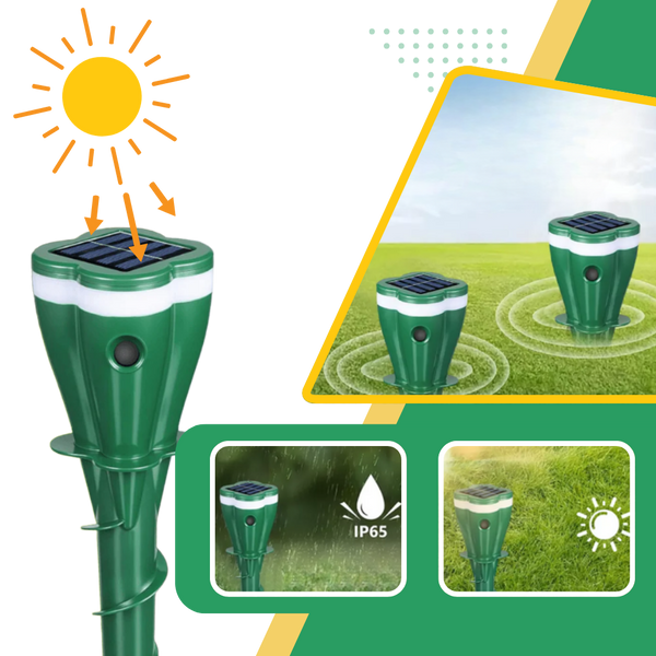 Solar Seismic Pest Repellent for Moles and Voles, Weatherproof and Safe