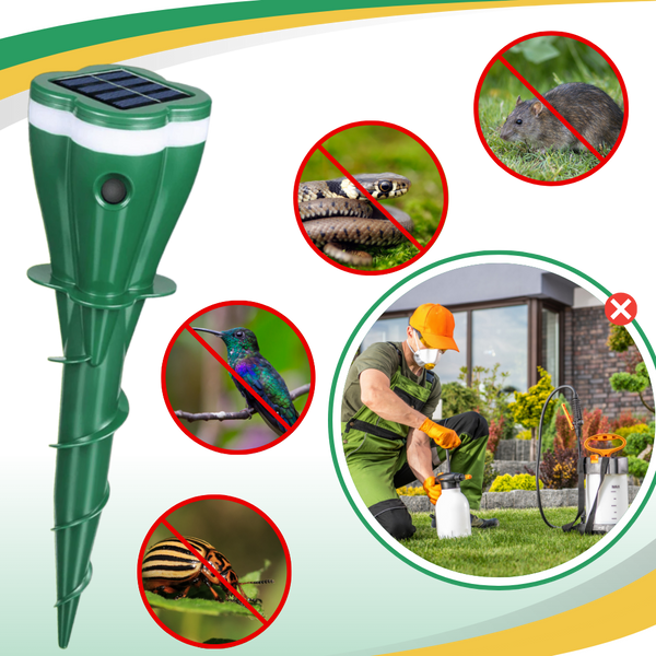 Solar Seismic Pest Repellent for Moles and Voles, Weatherproof and Safe