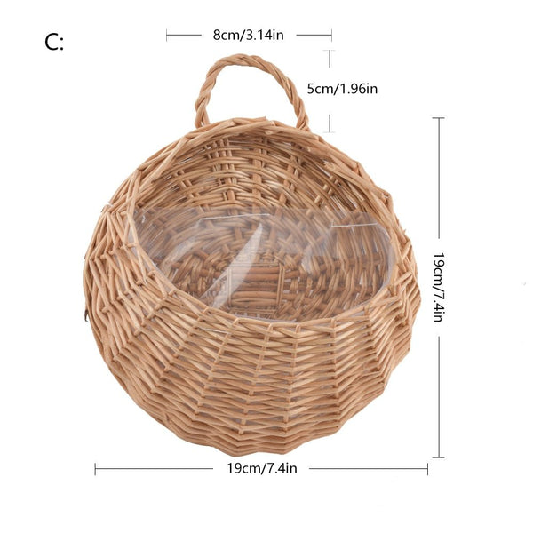 Handwoven Rattan Hanging Wall Planter Eco Friendly Decor For Indoor Plants