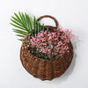 Handwoven Rattan Hanging Wall Planter Eco Friendly Decor For Indoor Plants