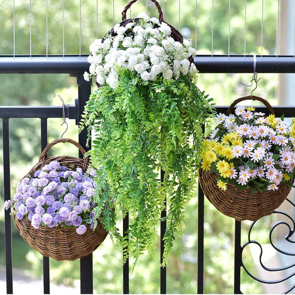 Handwoven Rattan Hanging Wall Planter Eco Friendly Decor For Indoor Plants