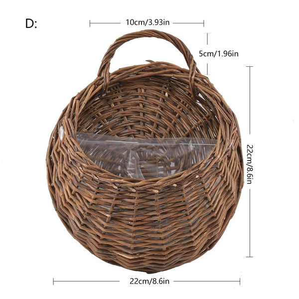 Handwoven Rattan Hanging Wall Planter Eco Friendly Decor For Indoor Plants