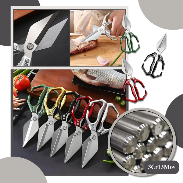 Premium Kitchen Scissors With Non Slip Grip For Effortless Bone Cutting