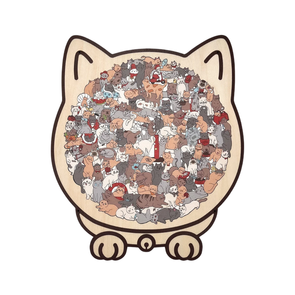 Calming Cat Wooden Jigsaw Puzzle For Stress Relief And Focus