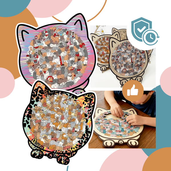 Calming Cat Wooden Jigsaw Puzzle For Stress Relief And Focus