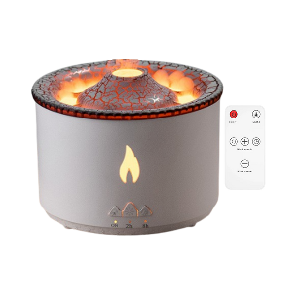 Volcano Inspired Humidifier With Aroma Diffuser And LED Flame Ambience