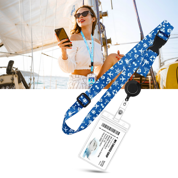 Retractable Cruise Lanyard With Waterproof ID Holder For Hands Free