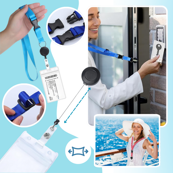 Retractable Cruise Lanyard With Waterproof ID Holder For Hands Free