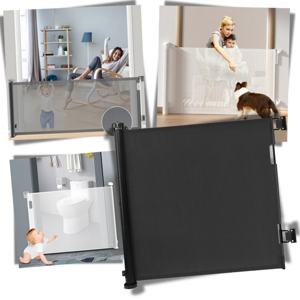Retractable Mesh Gate For Pets And Kids With One Hand Operation